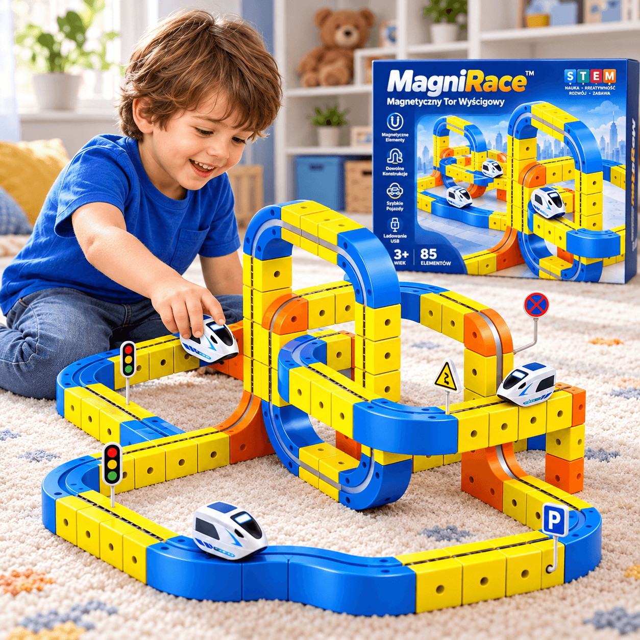 MagniRace™ – Magnetyczny Tor Wyścigowy XXL 107 Elementów